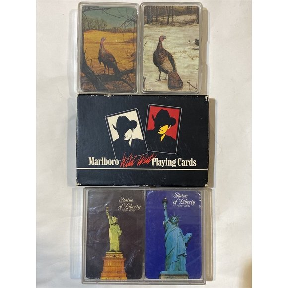 6x VTG Playing Cards Lot Statue of Liberty Marlboro Wild Turkey - Picture 1 of 3